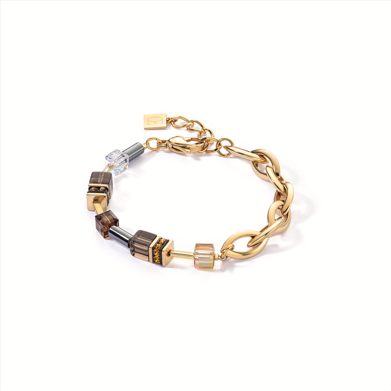 Coeur de Lion Gold-Brown GeoCube® Chunky Chain Bracelet