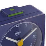 BRAUN Classic Analogue Square Blue Travel Alarm Clock