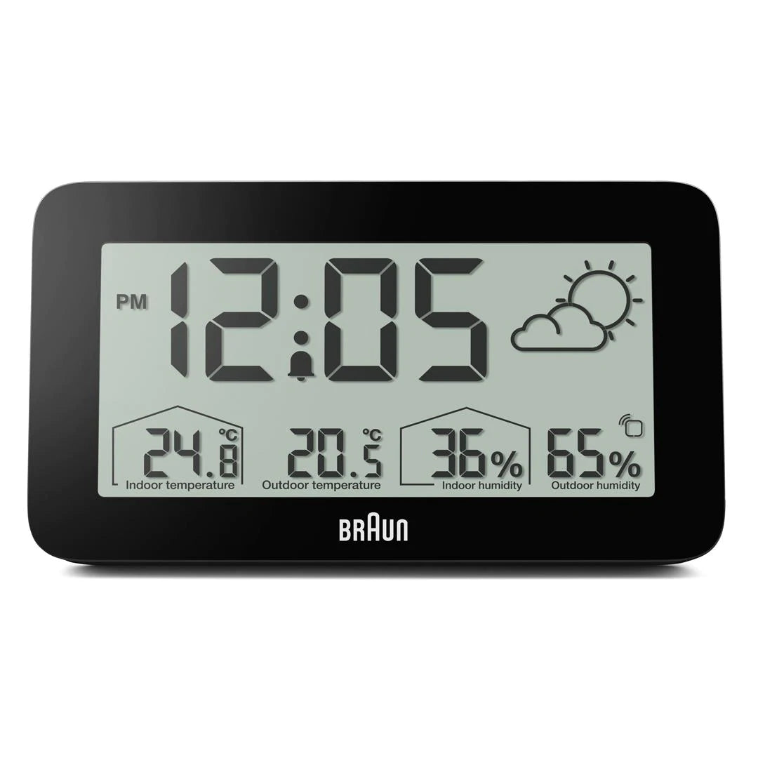BRAUN Black Weather Station Alarm Clock