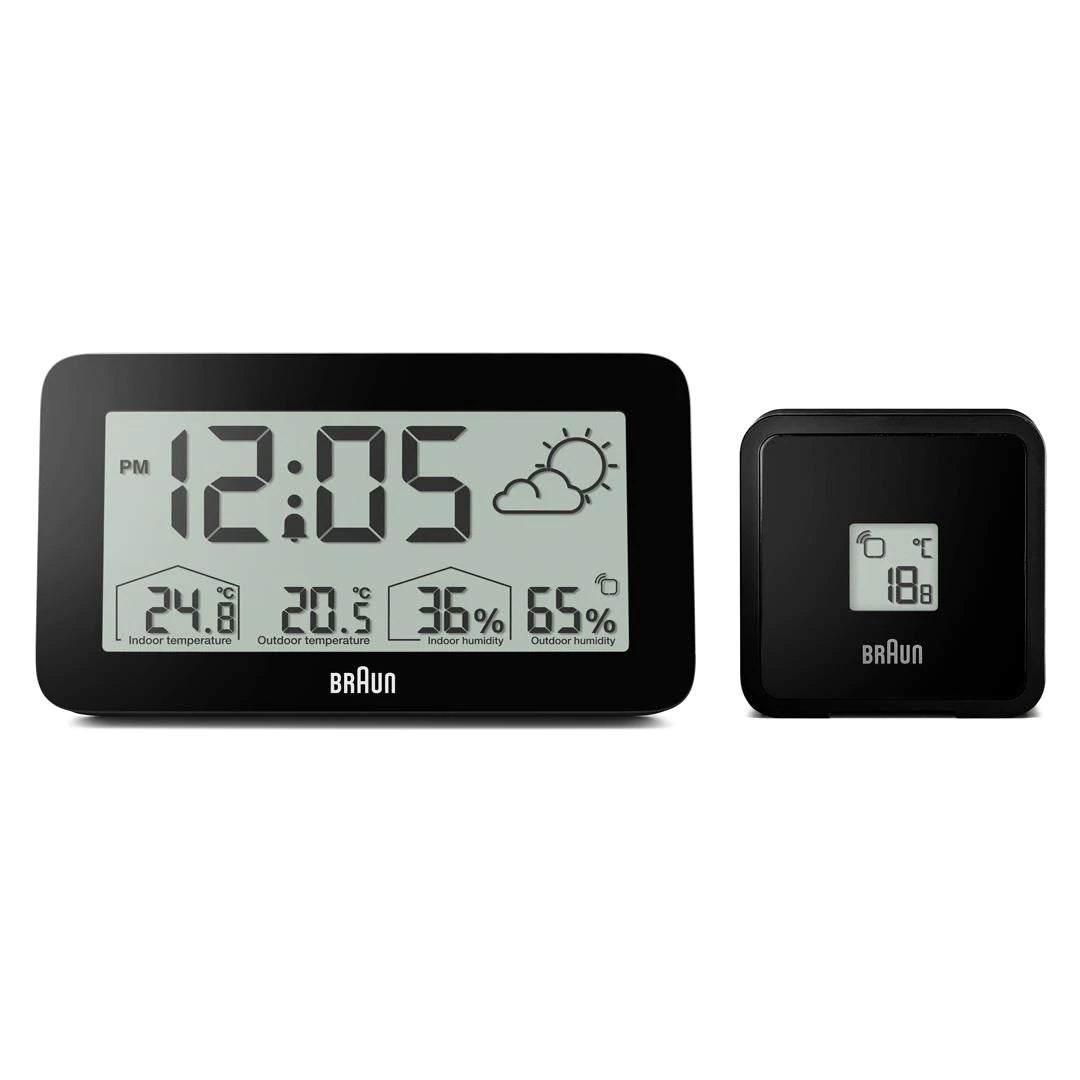 BRAUN Black Weather Station Alarm Clock