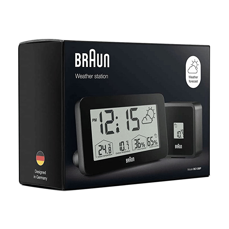 BRAUN Black Weather Station Alarm Clock