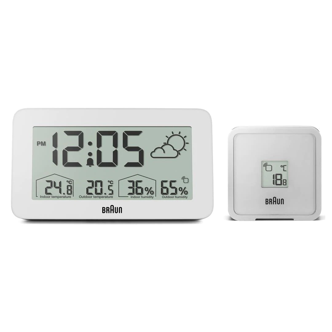BRAUN White Weather Station Alarm Clock