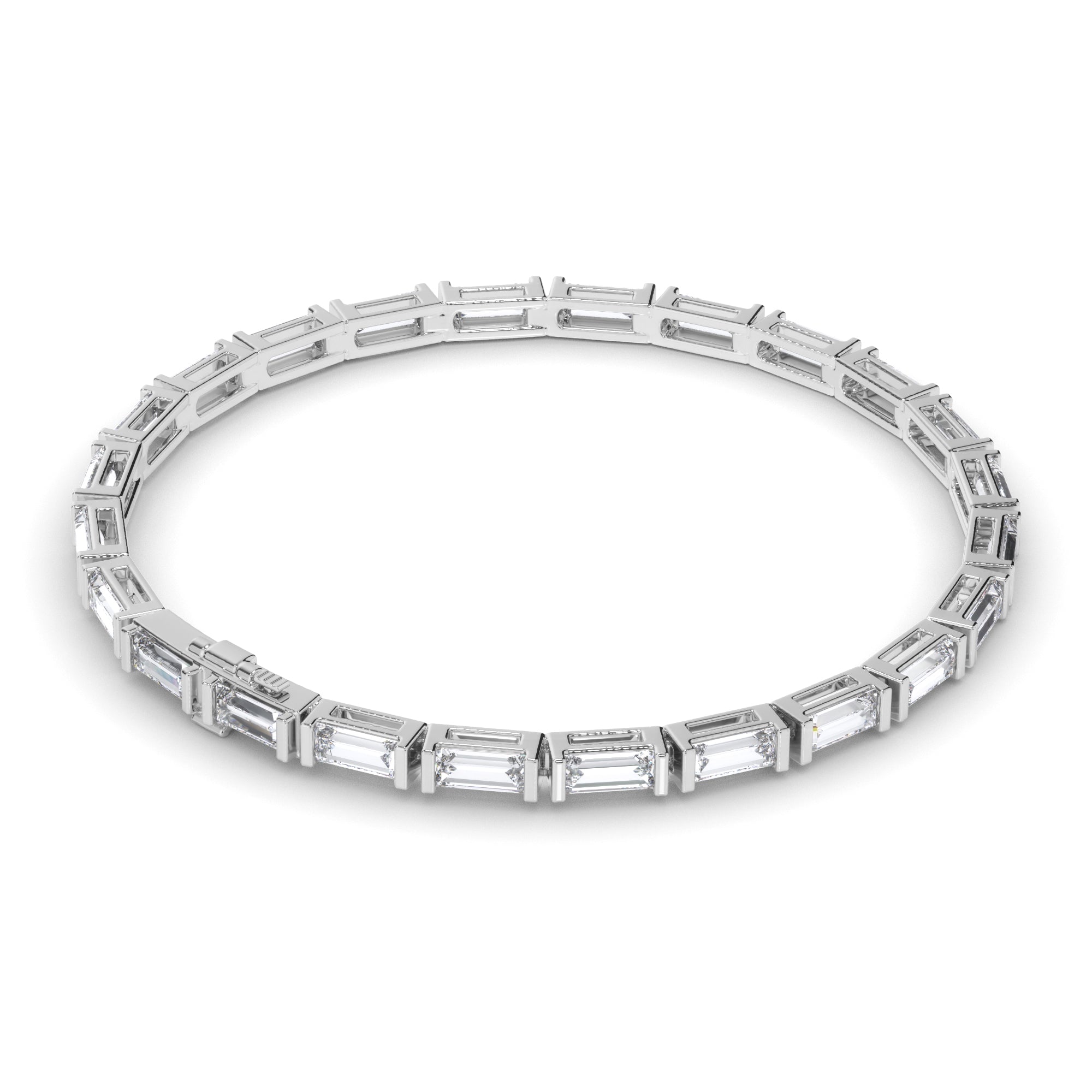 Baguette Cut Natural Mined Diamond Tennis Bracelet