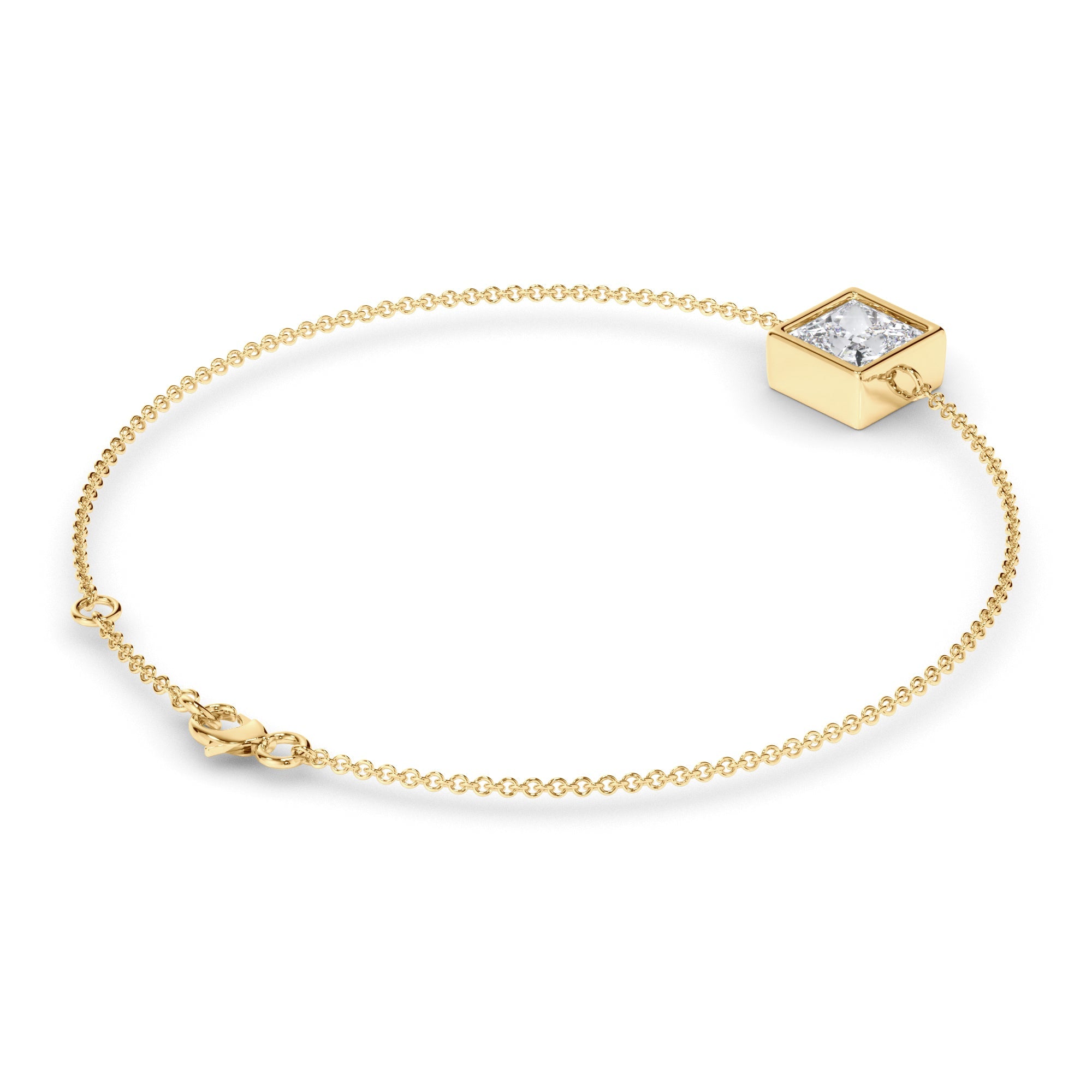 Princess Cut Diamond Bezel Set Bracelet