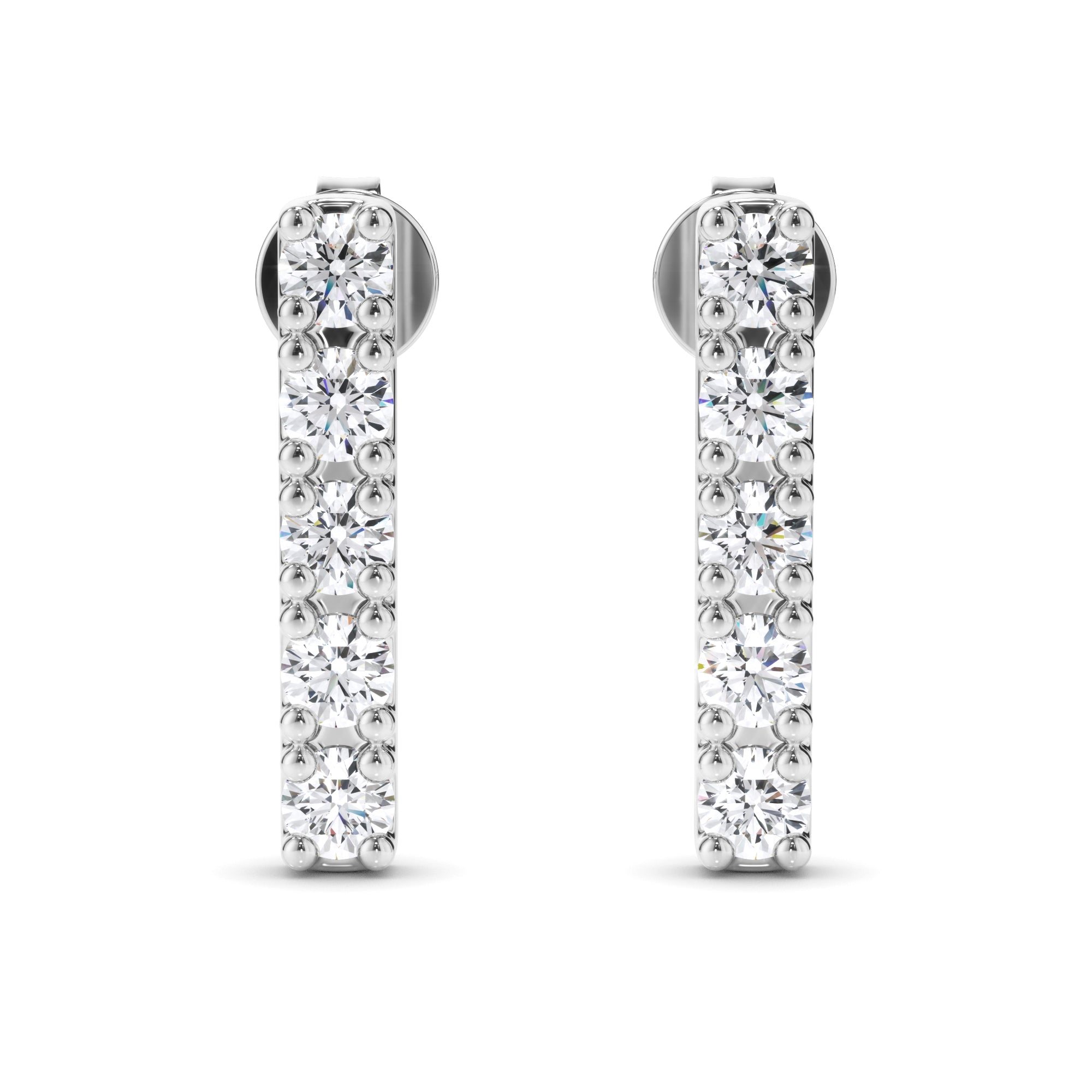 5-Stone Round Brilliant Cut Diamond Bar Earrings