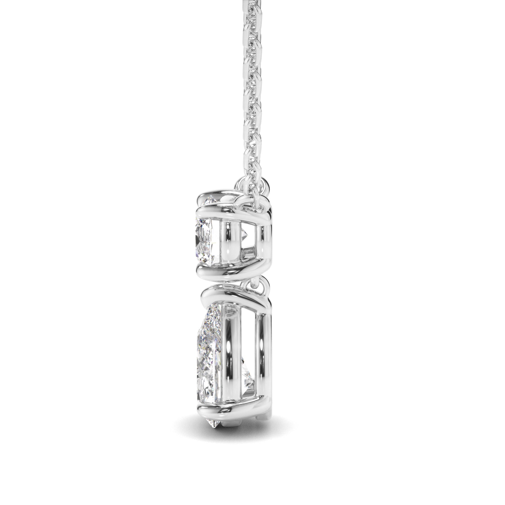 Pear & Round Brilliant Cut Diamond Drop Pendant