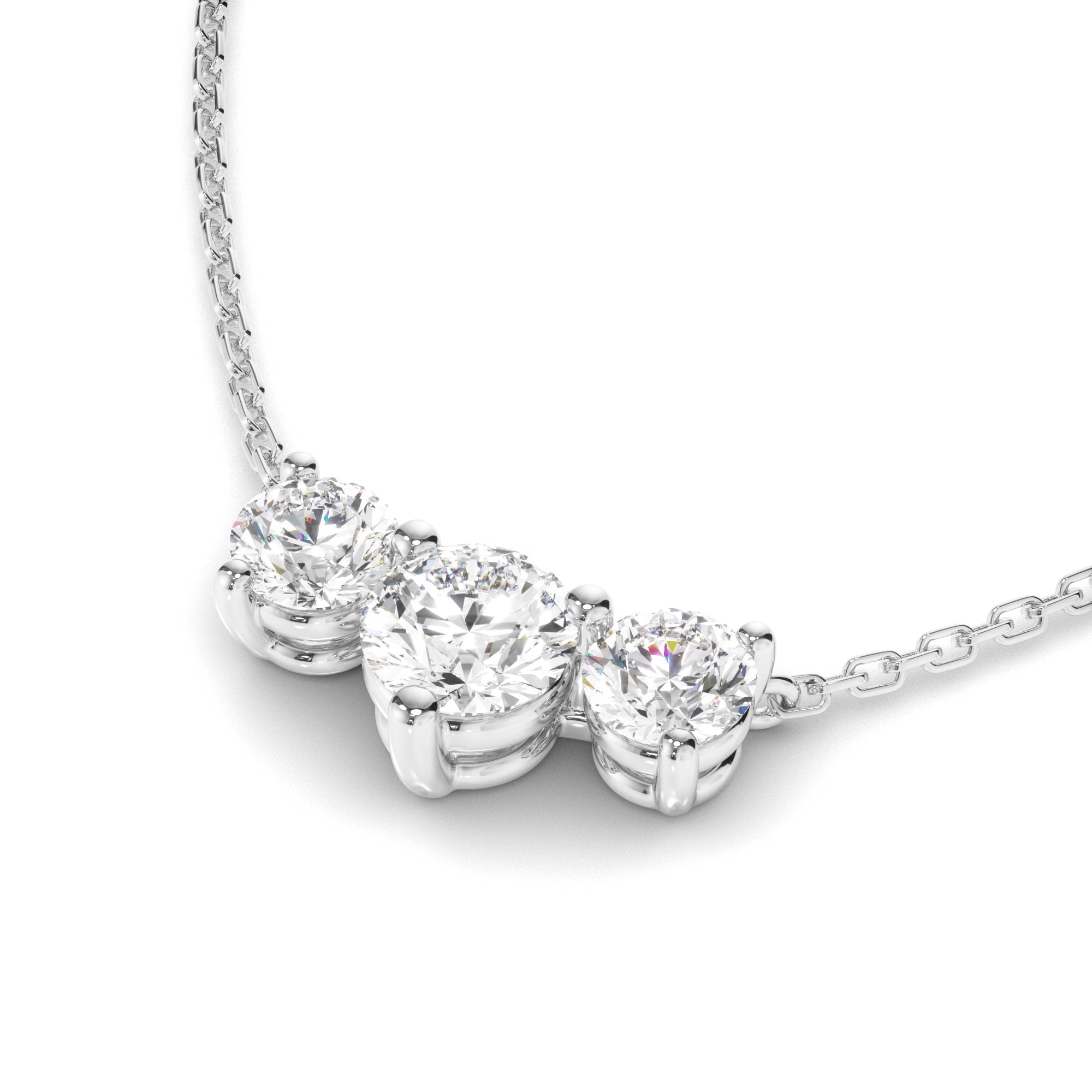 Round Brilliant Cut Diamond Trilogy Necklet