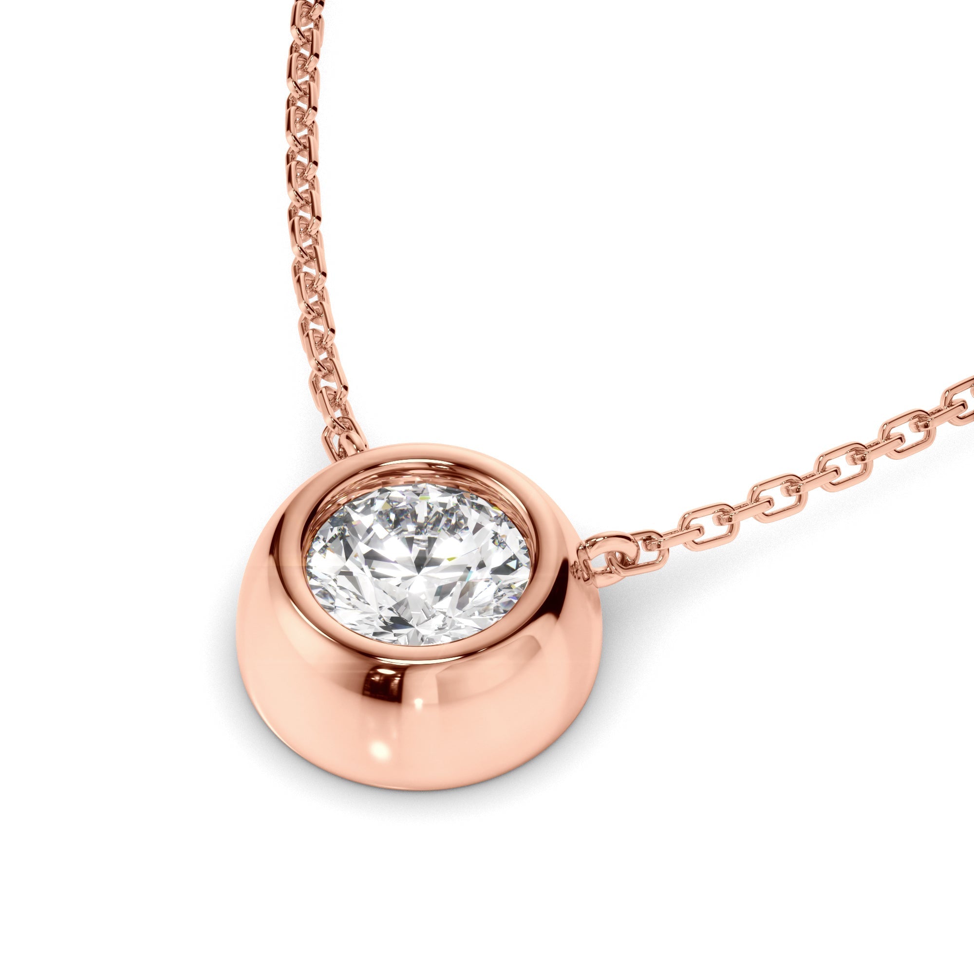 Round Brilliant Cut Diamond Bezel Set Necklet