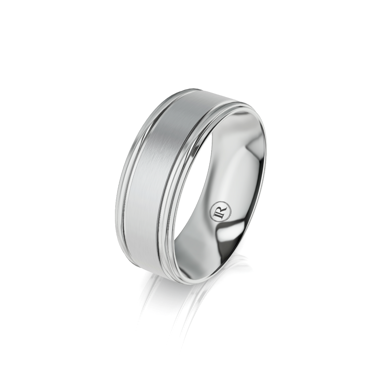9ct White Gold Groove Detail Wedding Ring