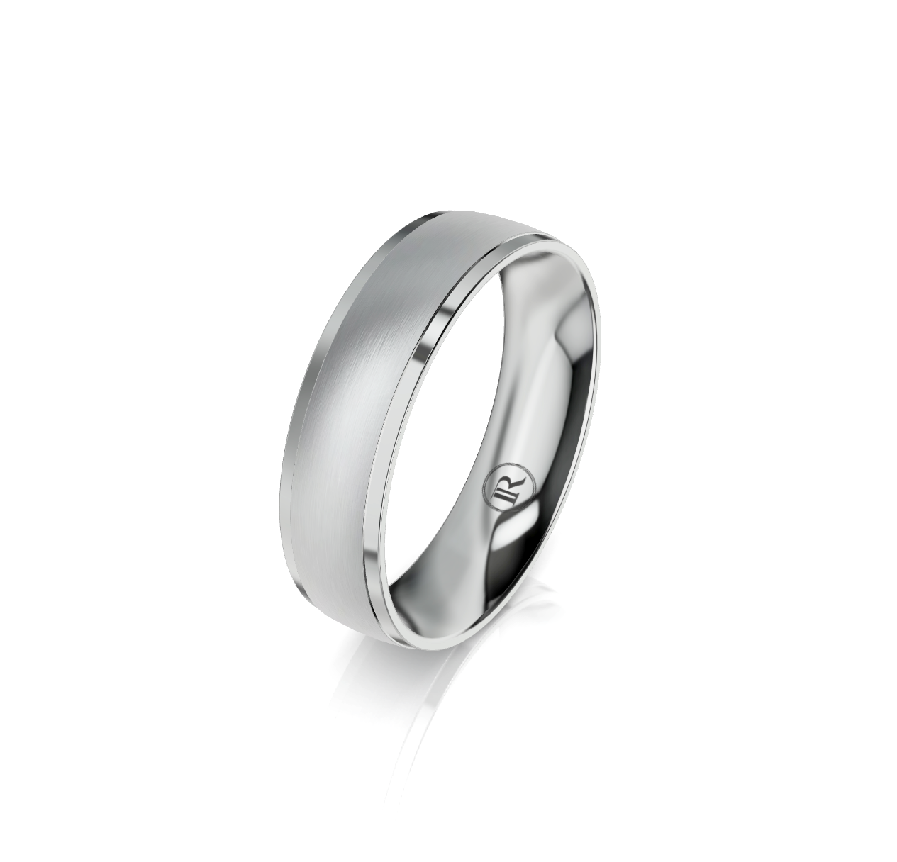 9ct White Gold Groove Detail Wedding Ring