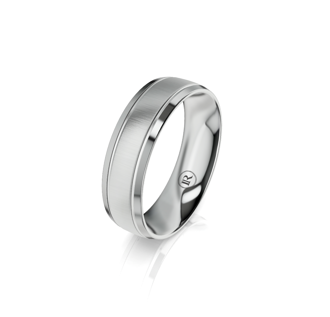 9ct White Gold Grooved Wedding Ring