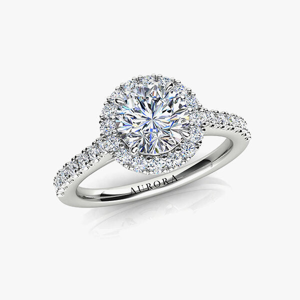 18ct 0.88ct Aurora®-Cut Diamond Halo Ring