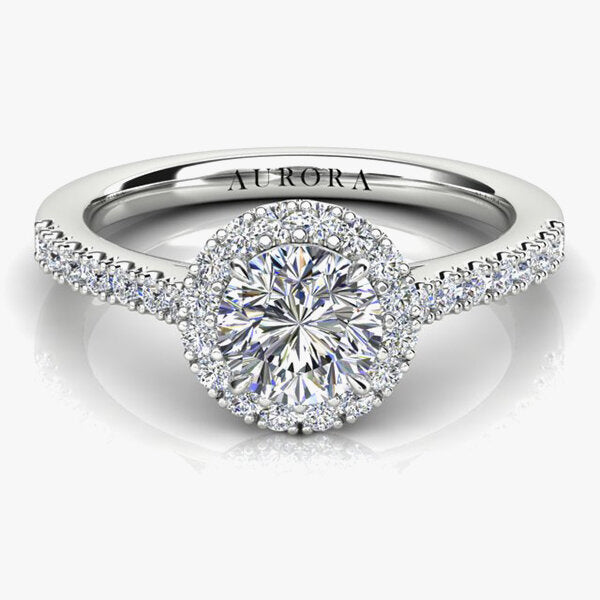 18ct 0.88ct Aurora®-Cut Diamond Halo Ring