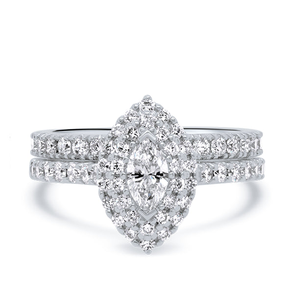 18ct Marquise Diamond Double Halo Ring