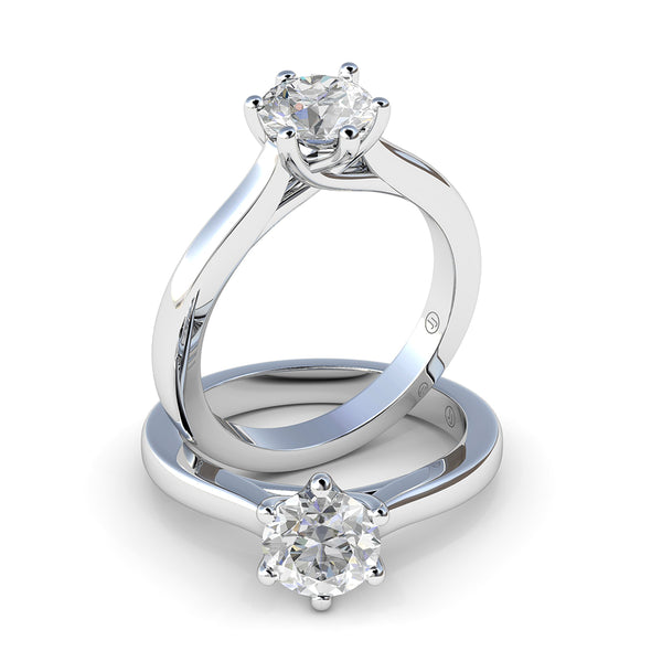 Stephanie Six Claw Diamond Solitaire Engagement Ring
