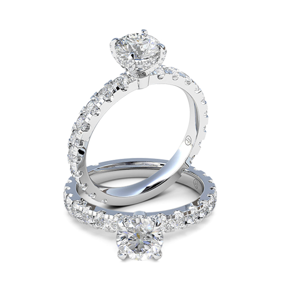 Sydney Four Claw Diamond Accented Solitaire Engagement Ring