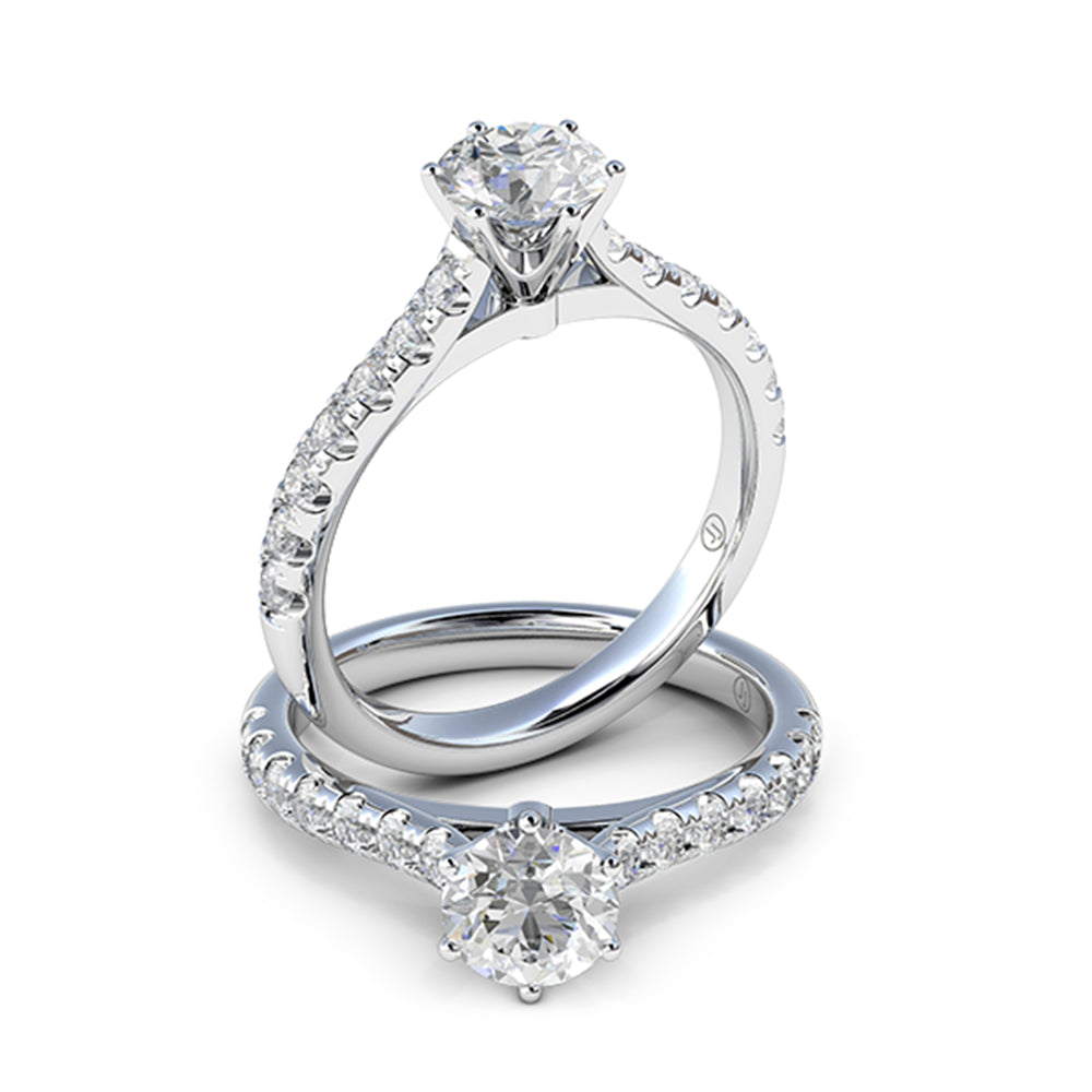 Sienna Six Claw Diamond Accented Solitaire Engagement Ring
