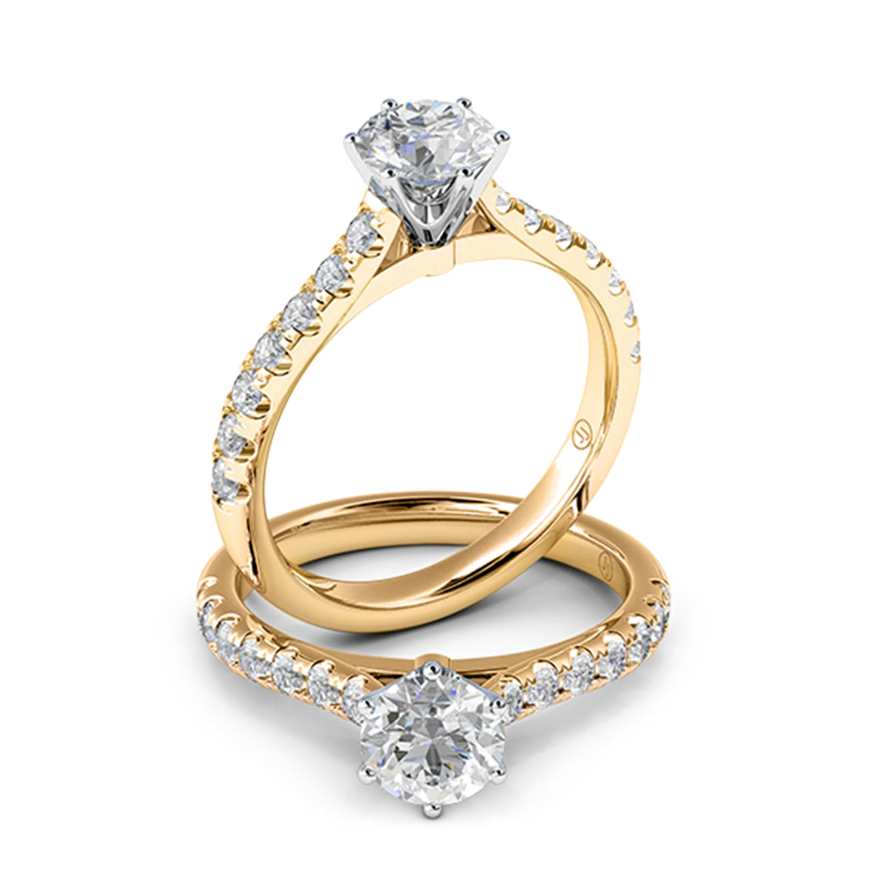 Sienna Six Claw Diamond Accented Solitaire Engagement Ring
