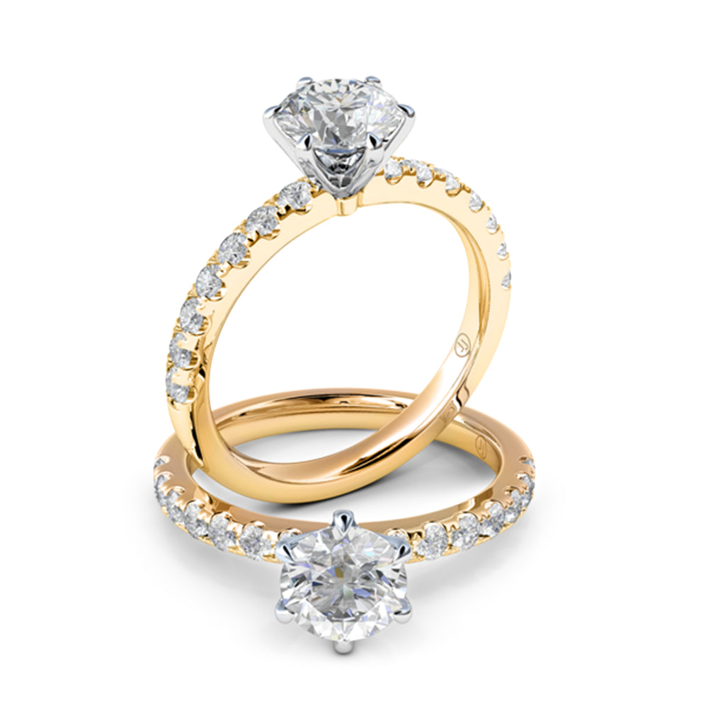 Ariel Six Claw Diamond Accented Solitaire Engagement Ring