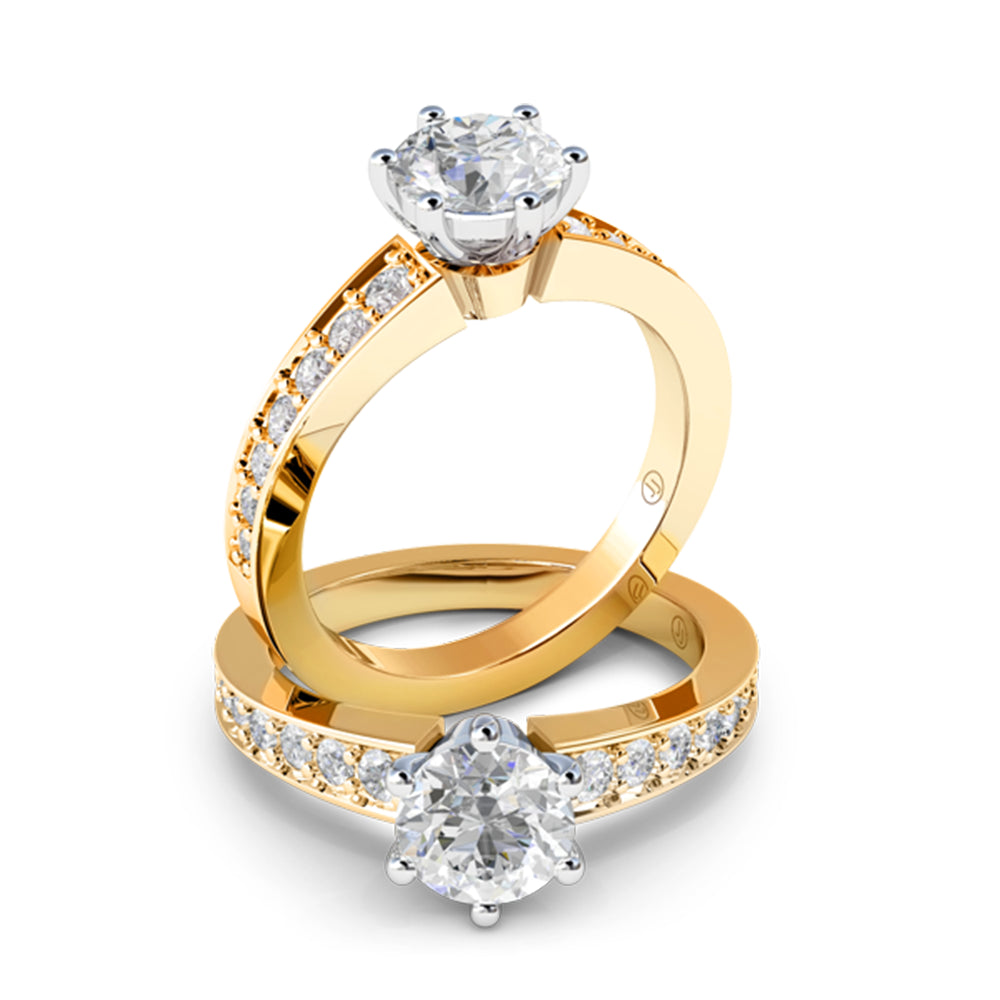 Carrie Six Claw Diamond Accented Solitaire Engagement Ring