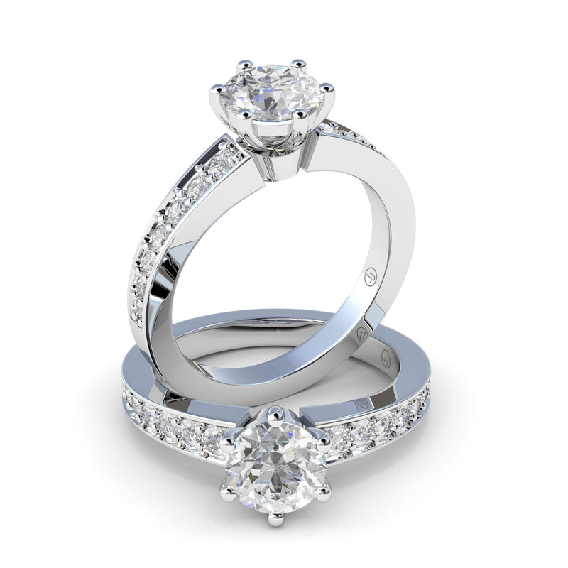 Carrie Six Claw Diamond Accented Solitaire Engagement Ring