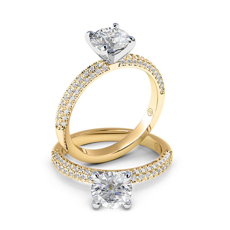 Chloe Four Claw Diamond Accented Solitaire Engagement Ring