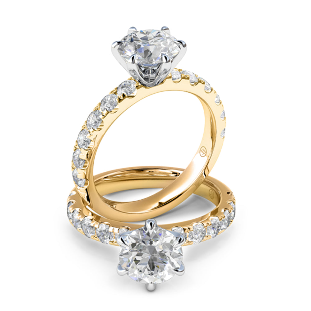 Courtney Six Claw Diamond Accented Solitaire Engagement Ring