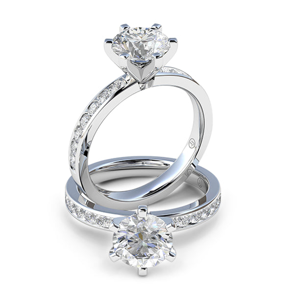 Moriah Six Claw Diamond Accented Solitaire Engagement Ring