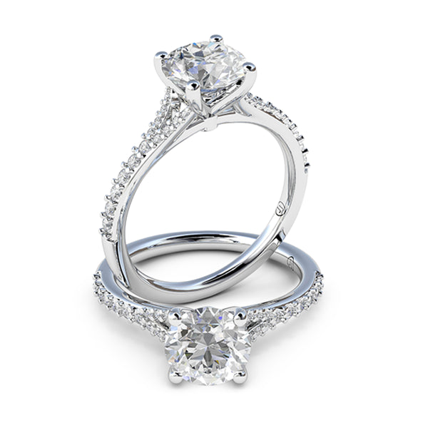 Isabella Four Claw Diamond Accented Solitaire Engagement Ring
