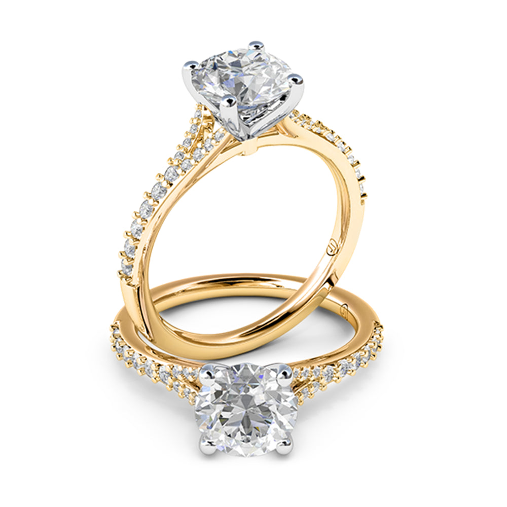 Isabella Four Claw Diamond Accented Solitaire Engagement Ring