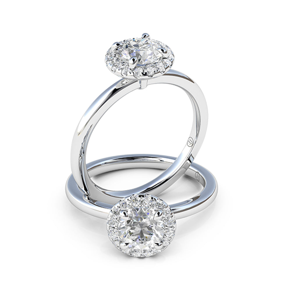 Ariana Four Claw Diamond Halo Engagement Ring