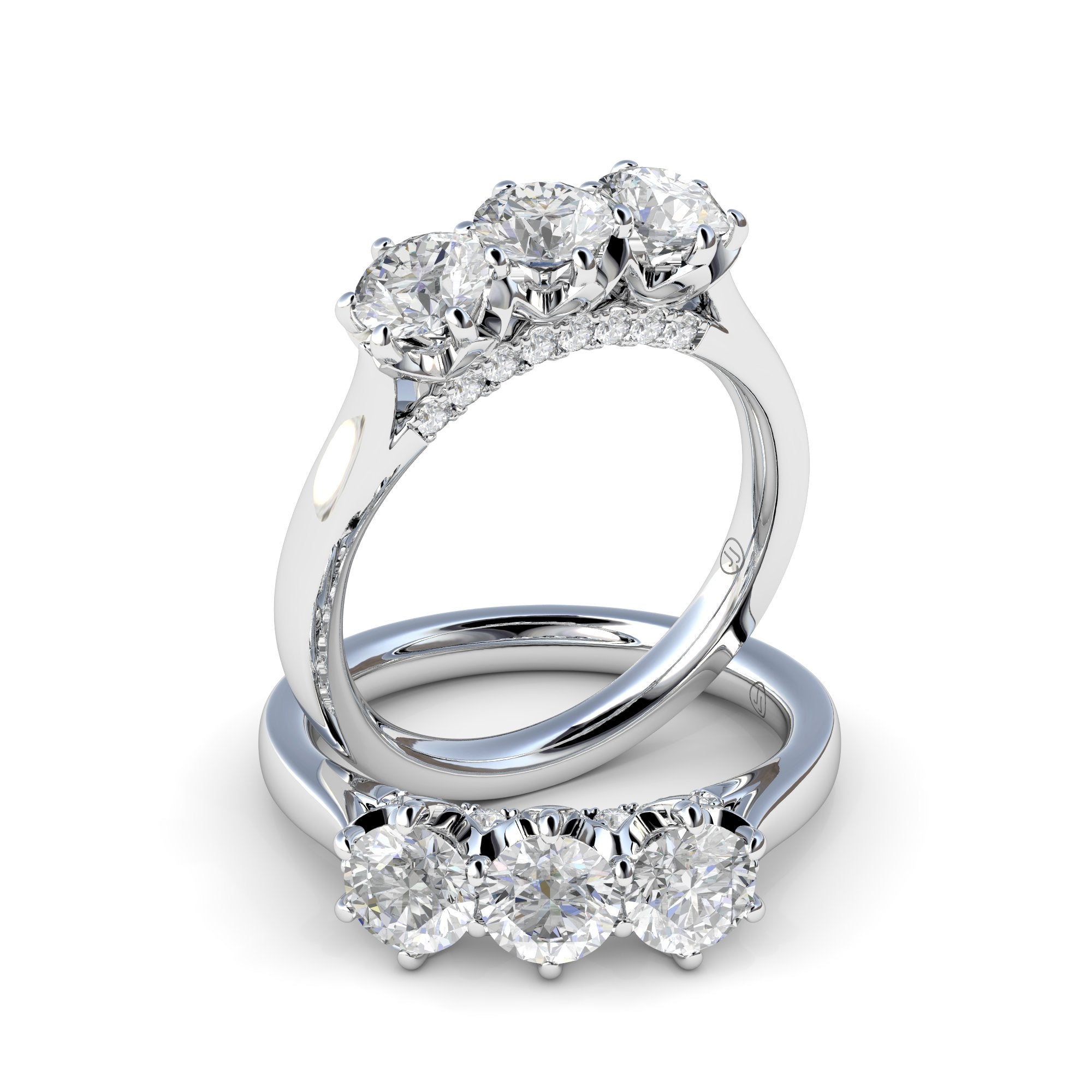 Amira Six Claw Diamond Trilogy Engagement Ring