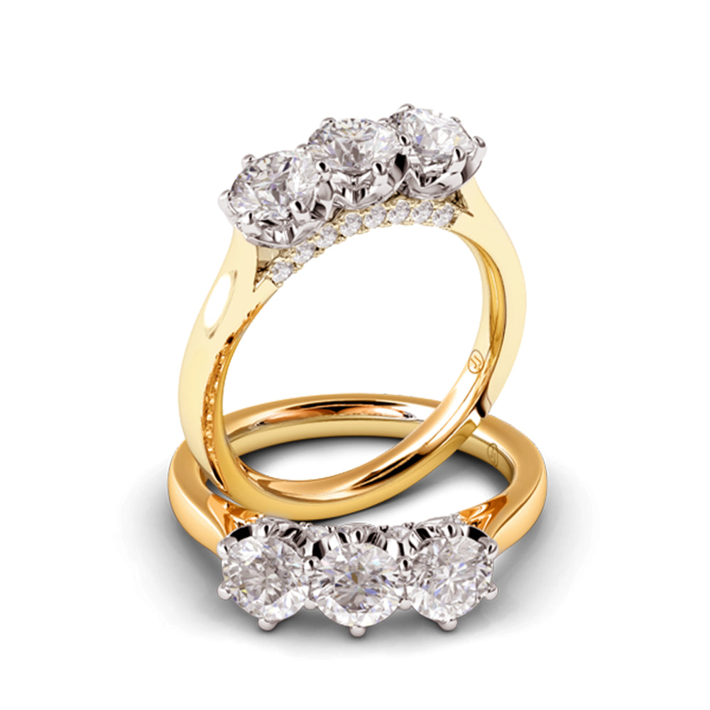 Amira Six Claw Diamond Trilogy Engagement Ring