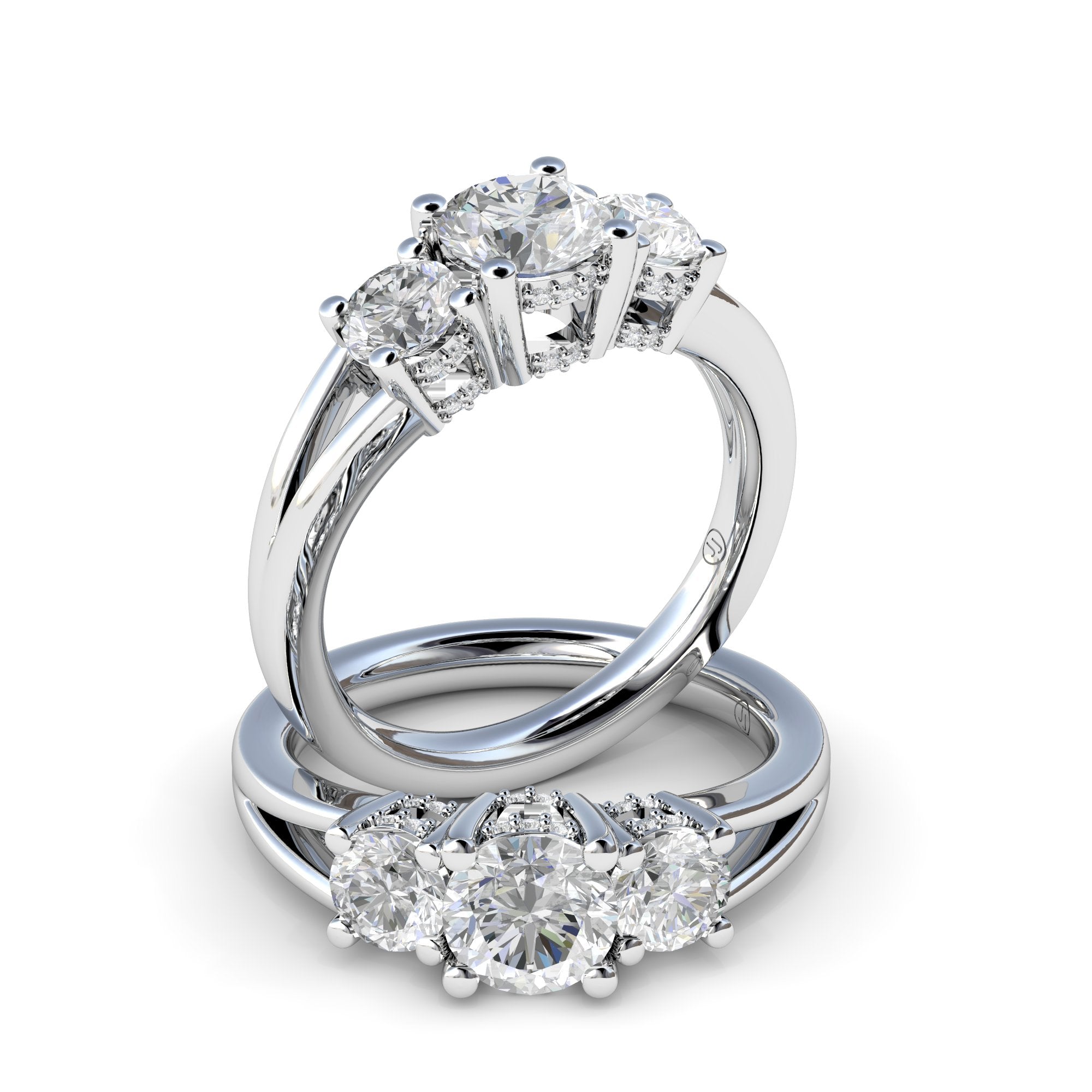 Cynthia Four Claw Diamond Trilogy Engagement Ring
