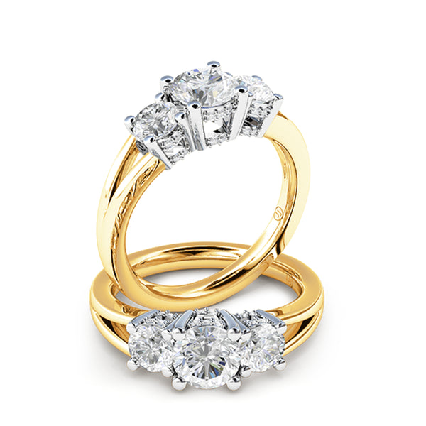 Cynthia Four Claw Diamond Trilogy Engagement Ring