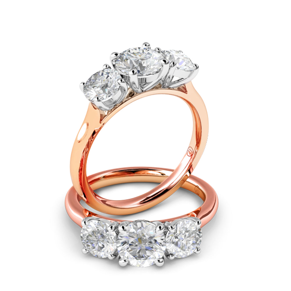 Zoey Four Claw Diamond Trilogy Engagement Ring