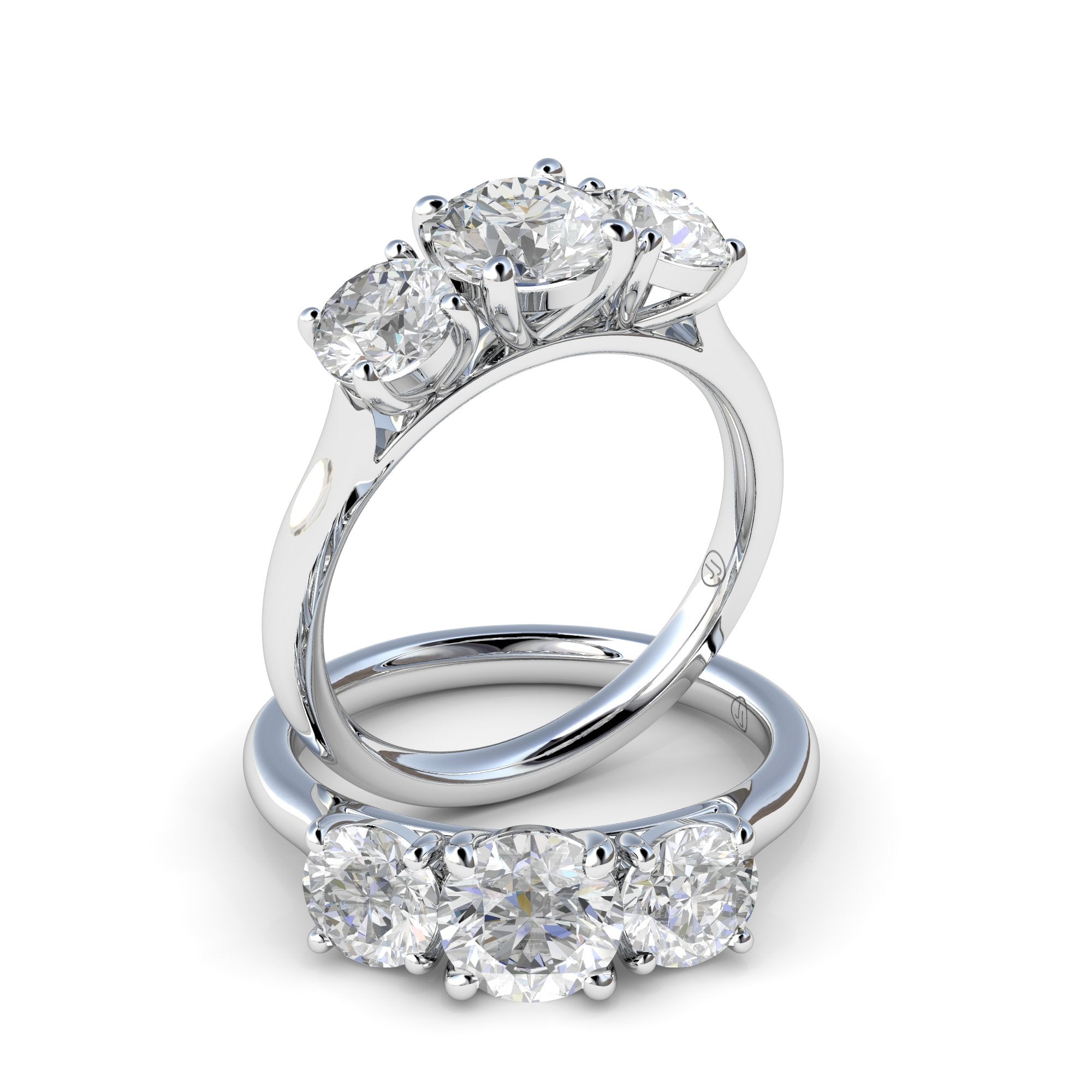 Zoey Four Claw Diamond Trilogy Engagement Ring