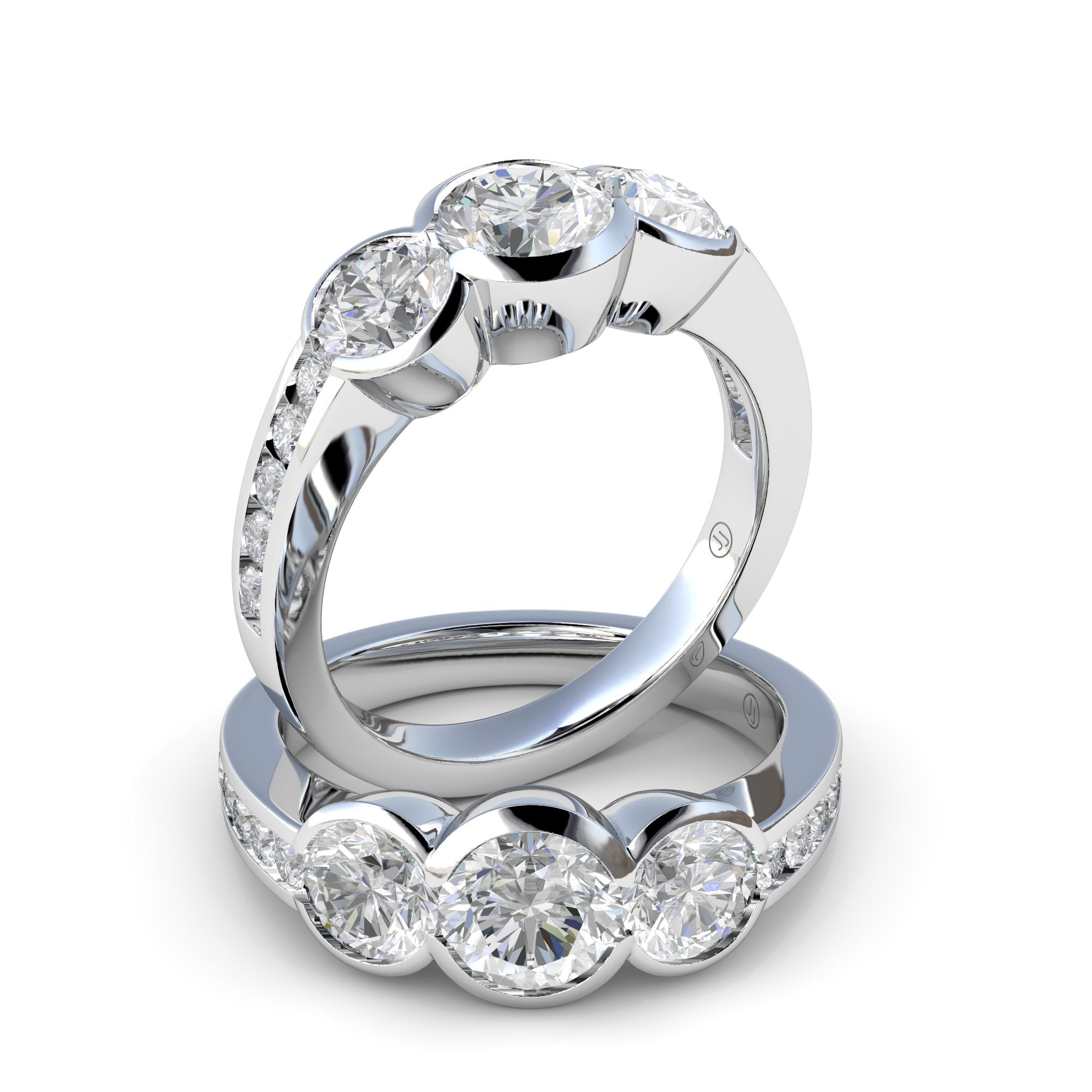 Phoebe Bezel-Set Diamond Trilogy Engagement Ring