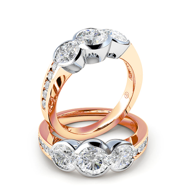 Phoebe Bezel-Set Diamond Trilogy Engagement Ring