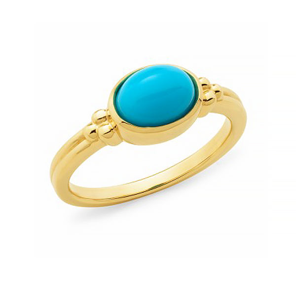 Oval Turquoise Transverse Ring in 9ct Gold