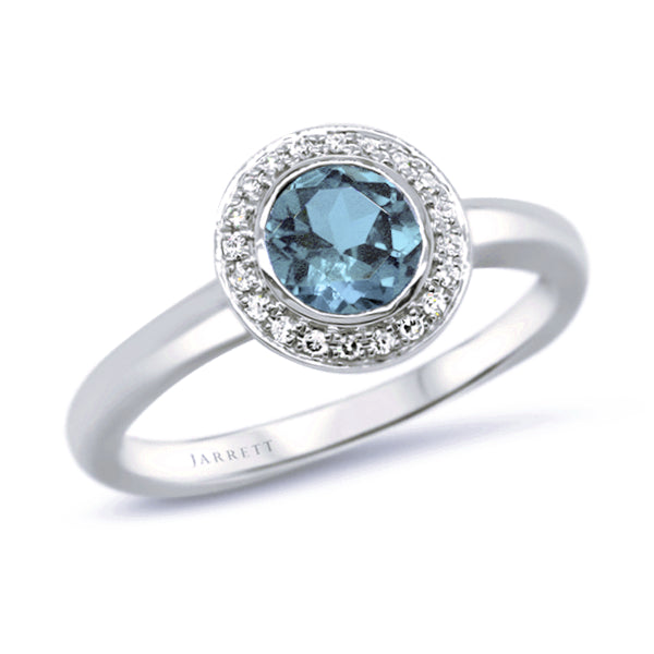 18ct Natural Aquamarine & Diamond Ring