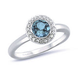 18ct Natural Aquamarine & Diamond Ring