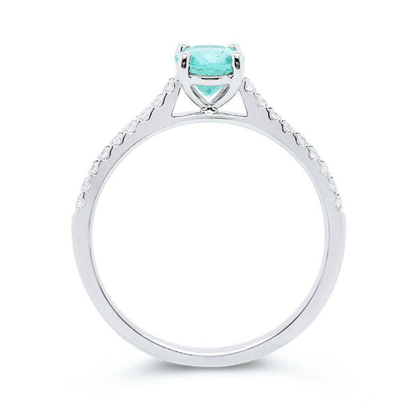 9ct Oval Mint-Green Tourmaline & Diamond Ring