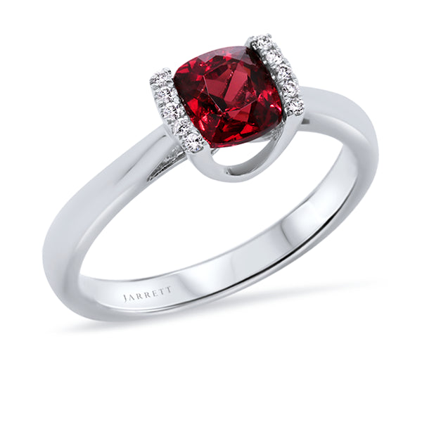9ct Cushion-Cut Garnet & Diamond Ring
