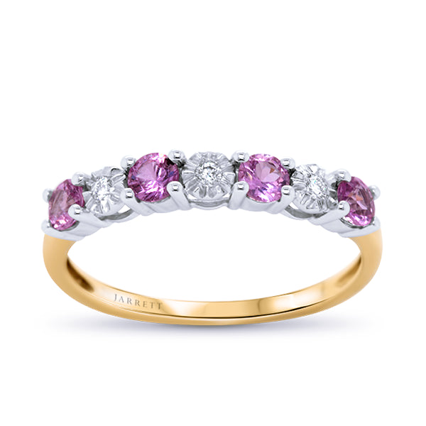 18ct Natural Pink Sapphire & Diamond Band