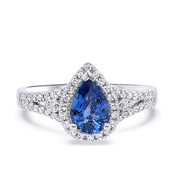 18ct Unheated Ceylon-Blue Sapphire & Diamond Ring
