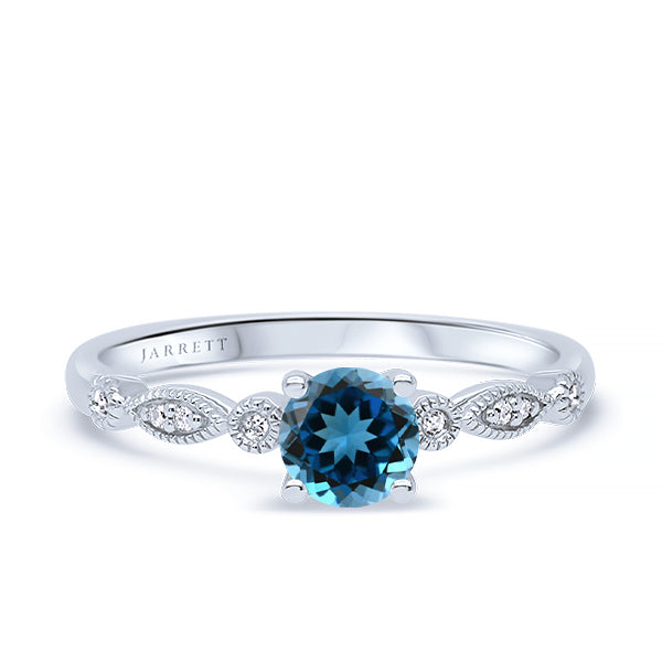 9ct London-blue Topaz & Diamond Ring