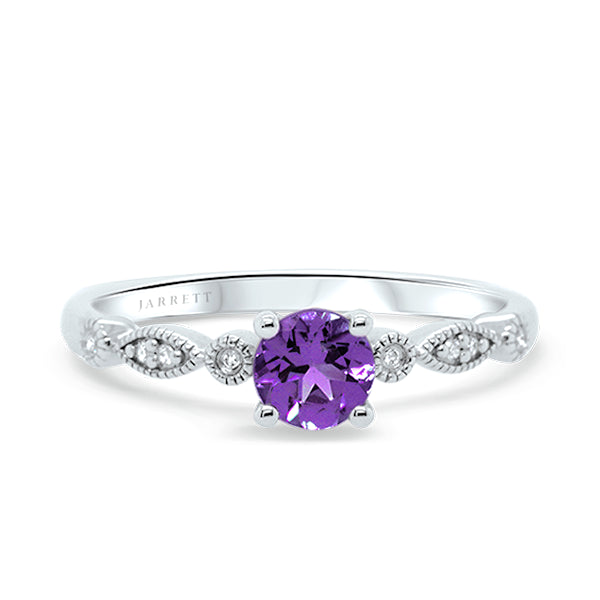 9ct Natural Amethyst & Diamond Ring