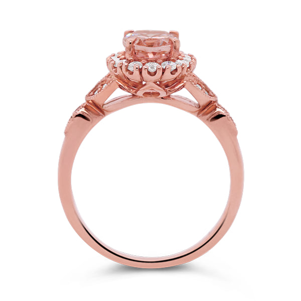 18ct Natural Morganite & Diamond Ring