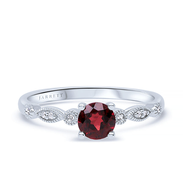 9ct Natural Garnet & Diamond Ring